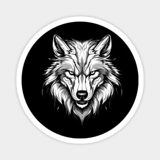 Icy Stare Wolf: Eye-catching Design Magnet